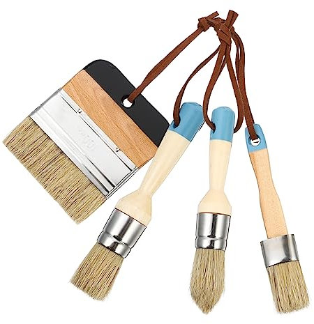 COHEALI 4pcs Paint Brush Set of Four Boar Bristle Brushes Wooden Handle Design for Home Decoration Artiste Oil Paint Tool