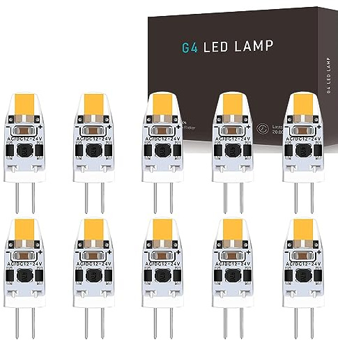 G4 LED Lampen Dimmbar, 2W Naturweiß 4500K 200LM, Ersatz für 20W Halogen, 12V AC/DC, Kein Flackern, 360° Abstrahlwinkel, Stiftsockellampe, 10er Pack