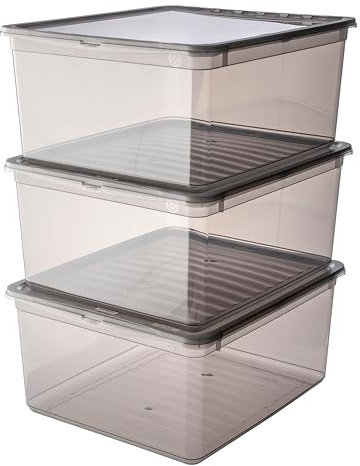 keeeper Cajas de almacenaje con Air Control System, Set de 3 unidades, 3 x 18 L, Bea, Transparente