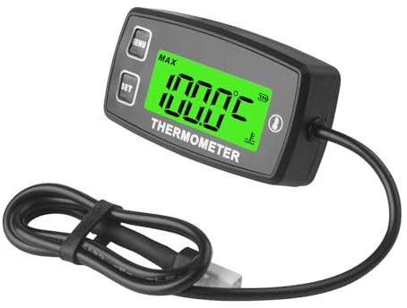 Taikemeti Thermomètre numérique de température du moteur Thermomètre à induction extérieur multifonction pour petit moteur Thermomètre étanche qui convient à la moto de camion de bateau