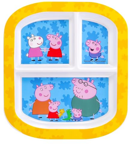 Zawadi Global Peppa Pig - Piatto per colazione, pranzo e cena con 3 sezioni, riutilizzabile, per bambini