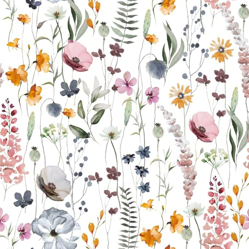 CHDITB Boho Flower Sticker Floral Self Adhesive Bedroom Wallpaper(44x300cm)