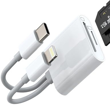 Lecteur Carte SD pour Iphone(2en1) Dual Cable Adaptateu USB C Reade Lightning Mémoire Externes Micro TF Mémoire Card Type C Appareil Photo Accessoire pour Apple 15 Pro Max Plus Ipad Pro pour Samsung