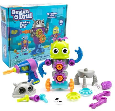 Learning Resources Design & Drill Robot Workshop, Ages 3+, Take Apart Robot Toy, Preschool STEM Building Kit, Develops Fine Motor Skills, Gifts For Kids
