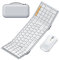ProtoArc XKM01 Faltbare Tastatur und Maus | Full-Size Bluetooth Tastatur Klappbar mit Ziffernblock | 2.4G+Dual Bluetooth Klapptastatur QWERTZ-Layout Windows/Mac/Android - Weiß und Silber