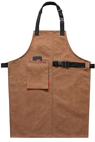 Werkzeugschürze, Arbeitsschürze mit Taschen, Tischlerschürze, Werkstatt-Werkzeugschürze, robuste Arbeitsschürze aus Segeltuch, Schweißschürze, Arbeitsschürze (Farbe: Blau, Größe: XL) (Farbe: Gelb, Grö