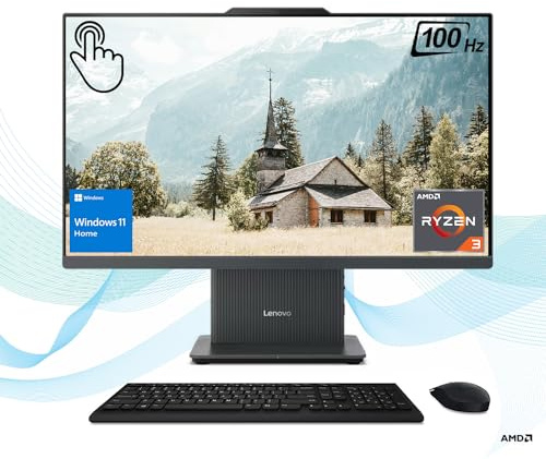Lenovo IdeaCentre Business All-in-One, 23.8 FHD Touchscreen 100Hz, AMD Processor, 8GB DDR5 RAM, 512GB SSD, Wireless Charging Base, Wireless KB & Mouse, HDMI, Wi-Fi 6, Windows 11 Home