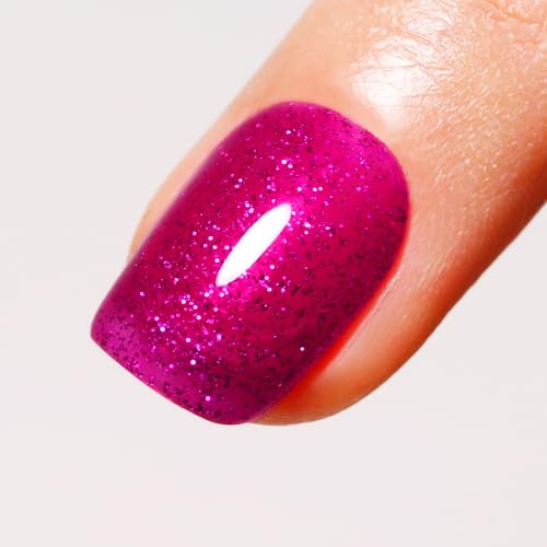 Firedeep Rose Rot Glitter Gel Nagellack, 1Pcs Glitter Rose Lila Rot UV/LED Soak Off Gellack für Weihnachten und Neujahr Geschenk 16ML