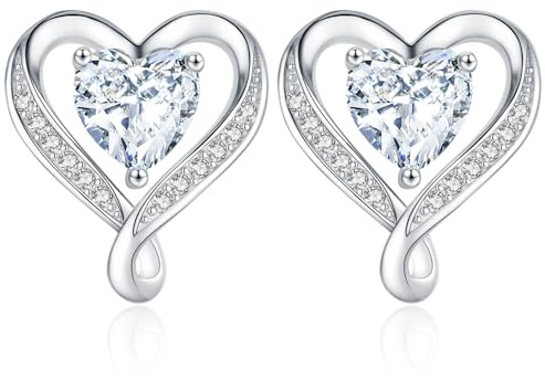 DOFRID Moissanite Hjärtörhängen för kvinnor, 0,6-3 karat labb-skapade diamantörhängen, jubileumspresent för kvinnor, födelsedagspresent till fru, smyckesgåva till flickvän, mamma, flicka, Vitt guld