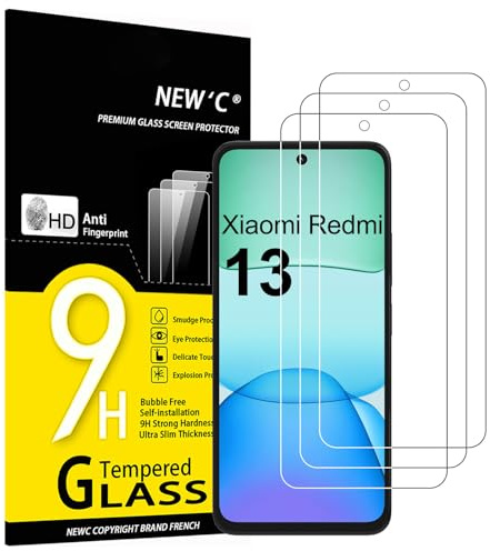 NEW'C Lot de 3, Verre Trempé pour Xiaomi Redmi 13 4G/5G, (Non Compatible Xiaomi Redmi NOTE 13) Protection efficace contre les Rayures - sans Bulles - Ultra RésistantDureté 9H Glass
