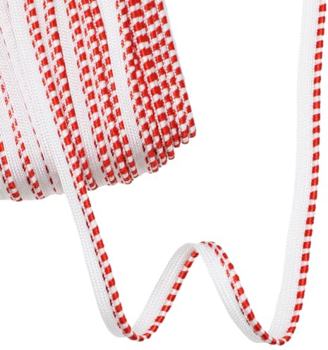 Yalulu 20 Yards Piping Cord, 10mm Wide Upholstery Ribbon Cord Flanged Piping Trim Cushion Braid Ribbon for Dress Costume Sewing, Home Textile Decoration (Red-WH)