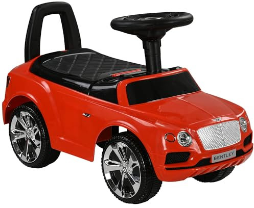 AIYAPLAY Bentley Bentayga Licensed Ride on Car, Foot to Floor Sliding Car Push Along Car with Under Seat Storage, Music Horn, for Toddler from 18 to 36 Months - Red