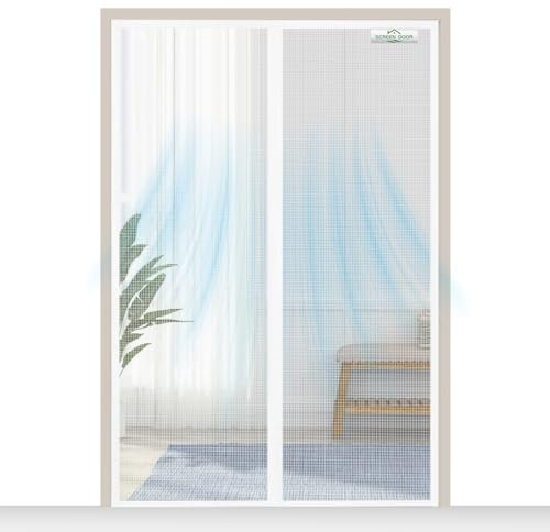 SCREEN DOOR Moustiquaire Porte Fenetre 160x240cm | Moustiquaire Haute Qualité, Protection contre les Insectes, Installation Facile – Blanc