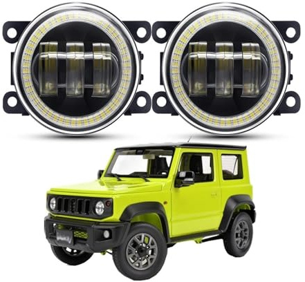Faro Proiettore 2 X Auto LED Nebbia Lampada Da Per Corsa Diurna DRL H11 Angelo Occhio Fendinebbia Gruppo Luce Per Suzuki Per Jimny JB64 JB74 2018 2019 2020 30W 6000LM Faro Anteriore(Bianco)