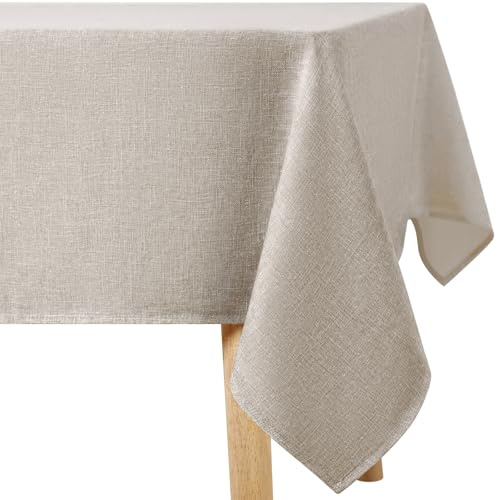 Homaxy Glitzer Tischdecke Abwaschbar Leinenoptik Mitteldecke 80x80cm Klein Tischtuch Wasserabweisend mit Lotuseffekt Fleckschutz Tischwäsche für Wohnzimmer, Esszimmer, Party, Beige