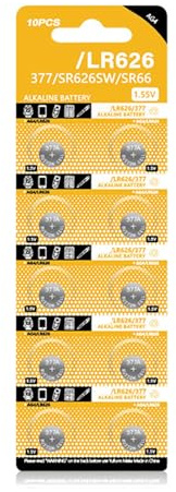 Lot de 10 piles bouton LR626 1,5 V alcalines stables pour gadgets et accessoires de rechange AG4/LR66/177/GP77A