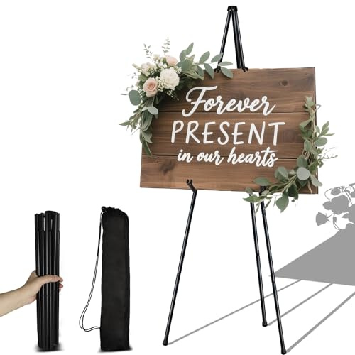 Aurinovellia Chevalet Mariage 160cm, Chevalet Peinture Portable avec Sac de Rangement, pour Affiche Ajustable Pliable Trépied, pour Intérieur, Extérie, Mariage, Peinture, Spectacle (Noir)