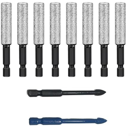 Set di 12 punte diamantate per cacciavite a testa piatta, 12 pezzi, 35 mm, per taglio vetro, installazione piastrelle
