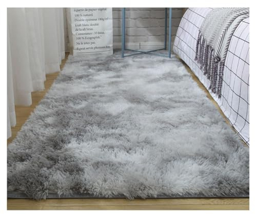 YOUCAI Teppiche Hochflor Moderner Batikteppich Nordischer Flauschige Langflor Plüschdecke Plüschiger Bodenteppich Für Büro, Esszimmer, Spielzimmer, Wohndeko Watergrau