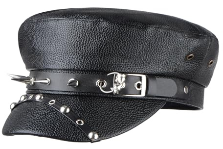 Meliyya Unisex Ballonmütze Kunstleder Nieten Barett Maler Mütze Baskenmütze Retro Achteck Kappe