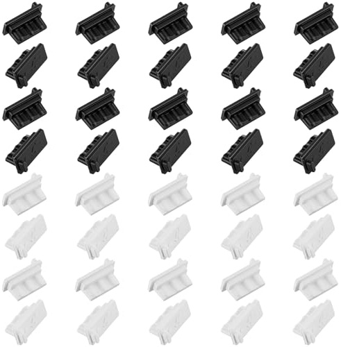 LXUEJIE 40 Pcs USB Type-A Dust Plugs, Anti Dust USB Port Caps Silicone USB Port Cover Protector Dustproof Cover Plugs Cap(White,Black)