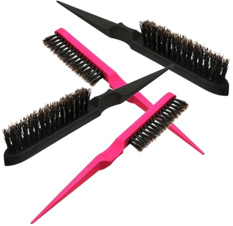 BATHVEVE 4 pezzi Spazzola per Capelli File con Setole di Cinghiale Pettine per Cotonatura e Volume Manico Sottile Ergonomico Strumento Professionale per Salone e Domestico Colore Casuale