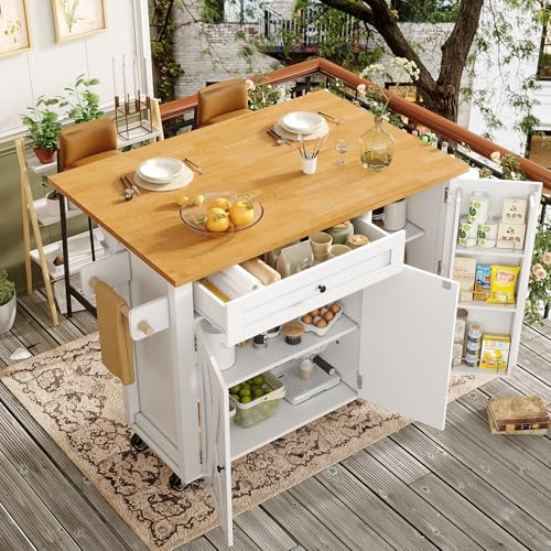 Isla de cocina, armarios, armario buffet, 99 x 70 (40 x 90 cm), carrito de cocina extensible con ruedas, con toallero, estante para especias, estantes para puertas, estantes ajustables, tres puertas