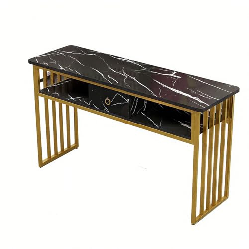 ZHIGUANYUN Mesa de manicura de Doble Capa, con Estructura de Metal y Madera, Ideal para salón de Belleza, SPA y tocador de manicura. Black-100cm