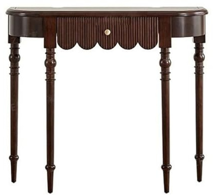 Moderno Tavolo da consolle in legno massello vintage, tavolo ingresso a mezzaluna for , divano semicircolare industriale 39,37 pollici, decorativo in for soggiorno, corridoio, atrio Corridoio(Bruin)