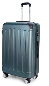 Boleedy Handgepäck Koffer, Leichter Trolley Reisekoffer, 55x36x21 cm, Hartschalen Koffer, Reisekoffer Kabinenkoffer mit, Zahlenschloß (DUNKELGREEN, M)