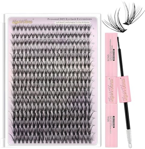 MOTIBACK Faux cils 8-16 mm - Extensions de cils artificiels DIY avec colle à cils - Cadeau idéal pour les débutants en maquillage - 30D