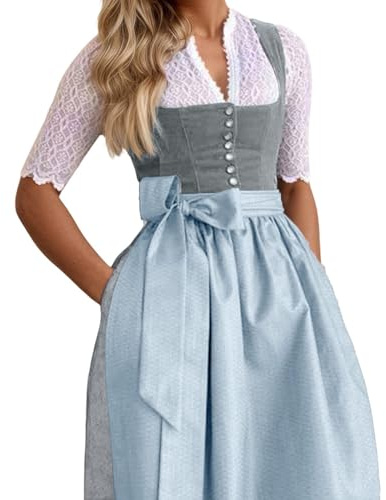Dirndl Damen Dirndl Schürze Samt Damen Für Trachtenmieder Rock Midi Oktoberfest Traditionell Samtkleid Komplettset Dirndel Langes Trachtenkleid Dirndlkleid Outfit Trachtenrock Kurz Kleid