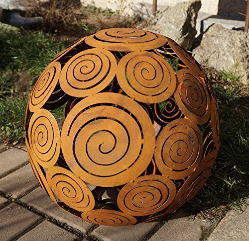 Rostikal | Edelrost Kugel Spirale zum Beleuchten | Gartendekoration, Ø 40 cm