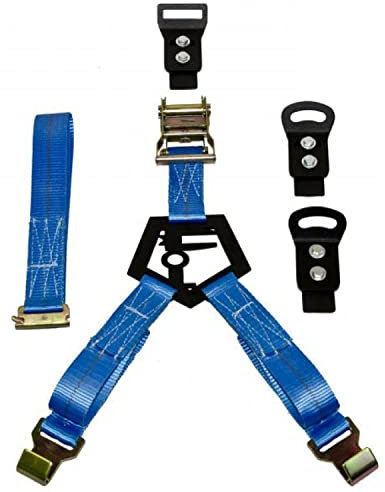 RealTruck n-FAB Rapid Strap LKW-Bett-Reifenträger | glänzend schwarz, roter Gurt, solide geschweißte Konstruktion | BM1TSRD | Universal