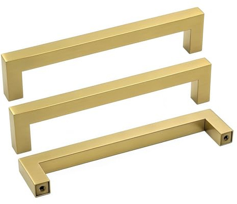 Goldenwarm 10 Stück Möbelgriffe Gold 128mm Lochabstand Schrankgriffe Gold Griffe für Küchenschränke Möbelgriffe Edelstahl Küchengriffe Goldene Griffe