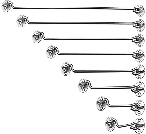 Edelstahl Sturmhaken/Türhaken – in 8 Größen wählbar – rostfrei & stabil – Türfeststeller für Fenster, Tore, Garten- & Innentüren (32cm)