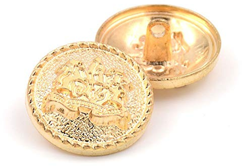 10PCS Bottoni Vestiti - Bottone in Metallo con Bottoni a Forma di Pulsante per Cucire Moda per Blazer, Cappotto, Divisa, Camicia, Abito e Giacca (Oro, 25mm)