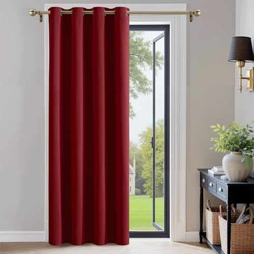 PONY DANCE Weihnachts Vorhang Blickdicht Thermovorhang Hitzeschutz | Rot, Ösenschal, Verdunkelung, 1 Stück H240 x B140 cm, Dekoration, für Kinderzimmer Mädchen, Sichtschutz, UV-Schutz