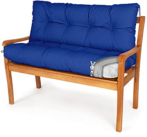Spatium Coussin pour Banc de Jardin siège + Dossier, terrasse, Balcon Amovible taie d'oreiller imperméable 30 Tailles au Choix Parmi 7 Couleurs(100 x 100 x 10cm Bleu)