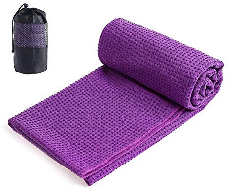 Xlabor Mikrofaser Yogatuch Handtuch mit Antirutsch Noppen Yogamattenauflage Unterlage Towel Fitnesssporttuch für die Yogamatte violett