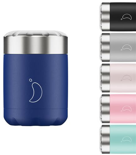 Chilly's Contenitore Termico - Contenitore per Alimenti Riutilizzabile in Acciaio Inossidabile - Doppia Parete d' Isolamento per Mantenere Il Cibo Caldo o Freddo - Blu Opaco, 300ml