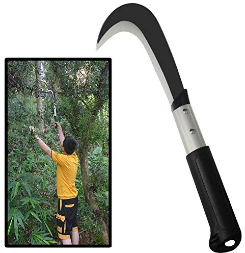 Aluminum Handle Billhook Sickle Machete Knife Carbon Steel Blade Sickle Knife - for Farm, Branches, Vines,Weedeing Sickle (Overall Length 20inch x Blade 7.28inch Length x 4.9inch Width)