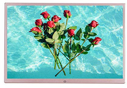 IW.HLMF Cornice per Foto Digitale Elettronica da 15 Pollici, 1280x800 Full HD 16:10 Display IPS Lettore pubblicitario elettronico Ultrasottile, Rosa/Argento - con Telecomando in Regalo