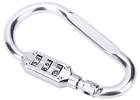 Carabiner Lock,Travel Bag Luggage Safety Combination Lock Keychain Carabiner Padlock(Silver)