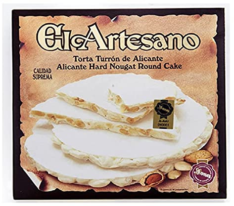 El Artesano - Touron Dur avec d' Amandes sans Gluten 200g - Turron de Alicante, Turron espagnol, Nougat
