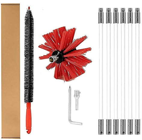 0℃ Outdoor Kit de Ramonage Poêle Pellet Réglable Brosse Nettoyage de Cheminée Conduits Cannes de Ramonage Kit pour Nettoyage du Poêle à Granulés Outil Nettoyage pour Cheminées,410mm,15 Strokes