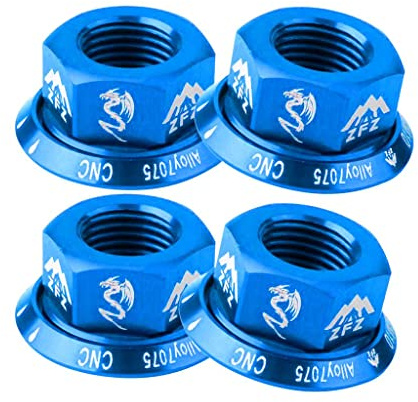 Easnea Radmuttern, langlebig, für Fahrrad, BMX, Fixie M10, Achsschraube für Hinternabe, Blau, 4 Stück