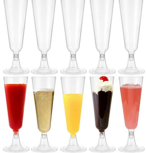 30pcs Copa de vino de plástico Fiesta Champagne Flauta Copa de cóctel desechable