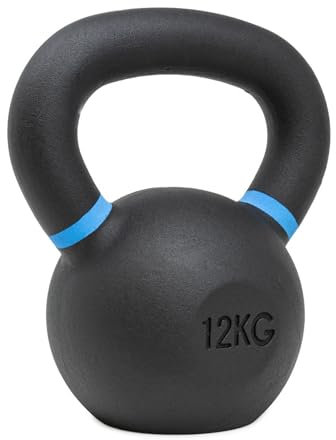 Strength Shop Kettlebell Gusseisen mit genormtem Griff, 1x 12 KG, Extrem Robust & Langlebig, Kugelhantel mit Gewichts-Farbmarkierung & Schwarzpulver-Beschichtung, ideal für Ganzkörpertraining