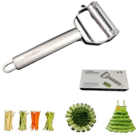SIKATIHU Vegetable Peeler, Julienne Peeler, Double-Sided Blade Fruit Peeler, Vegetable and Fruit Slicer, Potato Peelers, Y-Shaped Stainless Steel Peeler